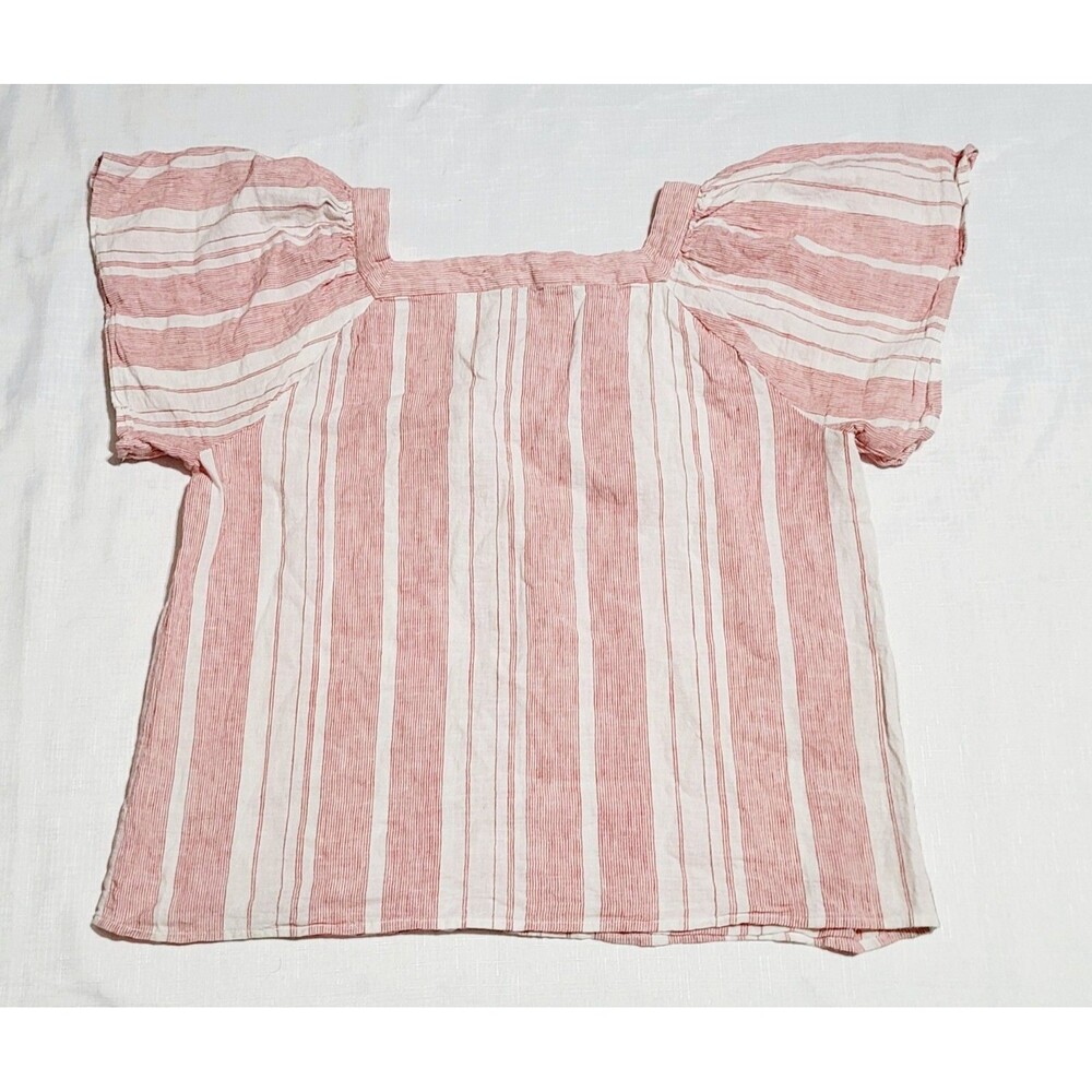 Banana Republic Off the Shoulder Blouse Womens Small Red Striped Flutter Sleeve - Picture 2 of 7